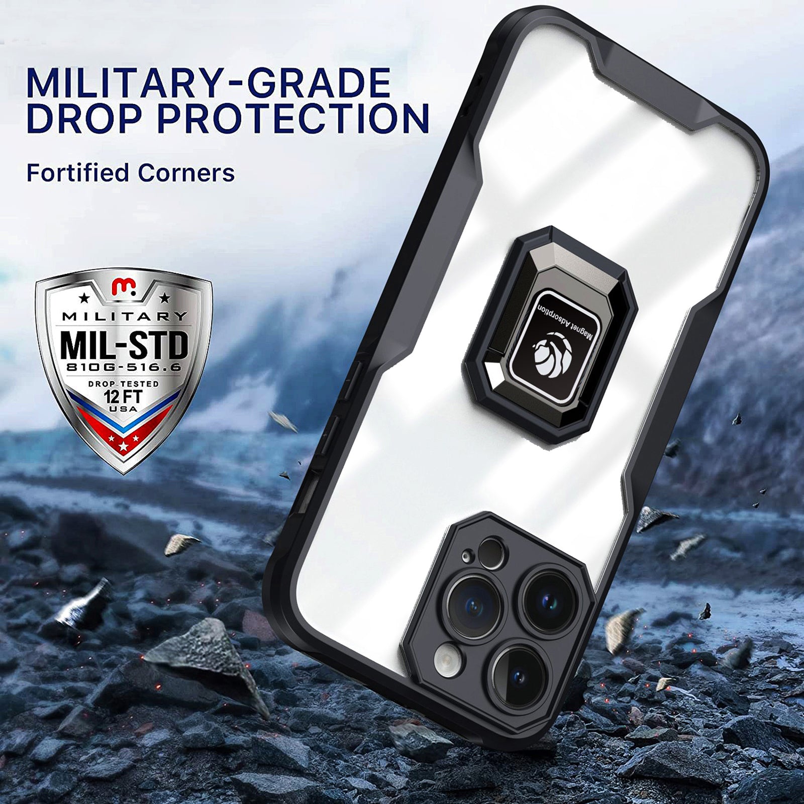 For iPhone 12 Pro 6.1 inch Anti-scratch Phone Case Ring Kickstand Shockproof Magnetic Mobile Phone Cover For iPhone 12 Pro 6.1 inch Anti-scratch Phone Case Ring Kickstand Shockproof Magnetic Mobile Phone Cover